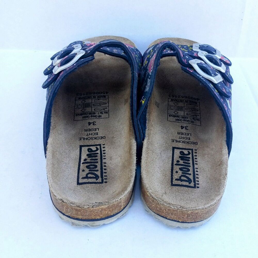 Bioline Sandals Triple Strap Slide On Sandals-Size 34/US 3-Leather-Adjustable - Picture 5 of 10